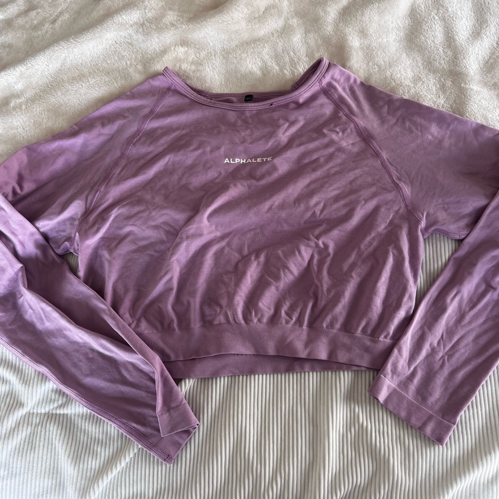 Alphalete Pink Long Sleeve Crop Top